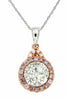 .67CT WHITE & PINK DIAMOND 14KT WHITE & ROSE GOLD 3D CLUSTER FLOWER HALO PENDANT