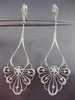 ESTATE LARGE .80CT DIAMOND 14KT WHITE GOLD FLOWER OPEN FILIGREE HANGING EARRINGS