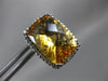 LARGE 3.37CT DIAMOND & AAA CITRINE 14KT WHITE GOLD RECTANGULAR CLIP ON EARRINGS