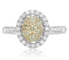 ESTATE .53CT WHITE & FANCY YELLOW DIAMOND 14KT WHITE GOLD OVAL ANNIVERSARY RING