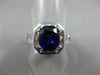 ESTATE LARGE 5.24CT DIAMOND & AAA SAPPHIRE 18KT WHITE GOLD HALO ENGAGEMENT RING