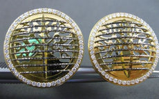 ESTATE LARGE 1.51CT DIAMOND 18K WHITE & YELLOW GOLD 3D FILIGREE CLIP ON EARRINGS