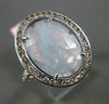 ANTIQUE 2.04CT DIAMOND & SLICED AQUAMARINE 14KT WHITE GOLD 3D FILIGREE FUN RING