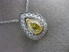 ESTATE GIA 1.51CT DIAMOND & FANCY YELLOW 18K 2 TONE GOLD HALO PEAR SHAPE PENDANT