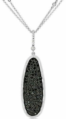1.76CT WHITE & BLACK DIAMOND 14KT WHITE GOLD ELONGATED OVAL BY THE YARD PENDANT