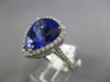 ESTATE LARGE 7.10CT DIAMOND & AAA TANZANITE 14KT WHITE GOLD HALO ENGAGEMENT RING