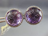 ESTATE LARGE 9.98CT DIAMOND & AAA AMETHYST 14K WHITE GOLD HALO FILIGREE EARRINGS