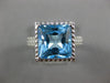 ESTATE LARGE 8.0CT AAA BLUE TOPAZ 14KT WHITE GOLD SOLITAIRE FILIGREE RING #26572