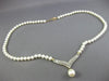 ESTATE .95CT DIAMOND & PEARL 14KT WHITE & YELLOW GOLD V SHAPE FLOATING NECKLACE