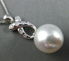 ESTATE LARGE .13CT DIAMOND & SOUTH SEA PEARL 18K WHITE GOLD 3D LOVE KNOT PENDANT