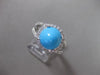 ESTATE WIDE 1.11CT DIAMOND & AAA TURQUOISE 14KT WHITE GOLD HALO FUN RING #18927