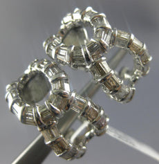 ESTATE LARGE 1.80CT DIAMOND 18K WHITE GOLD 3D BAGUETTE INFINITY CLIP ON EARRINGS