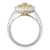 ESTATE 1.42CT WHITE & FANCY YELLOW DIAMOND 18KT 2 TONE GOLD HALO ENGAGEMENT RING