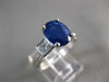 ESTATE LARGE 3.70CT DIAMOND & AAA SAPPHIRE 18K WHITE GOLD ENGAGEMENT RING #26284