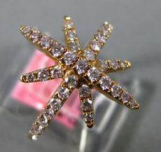 ESTATE LARGE .48CT ROUND DIAMOND 18KT YELLOW GOLD STAR FLOWER SNOWFLAKE RING
