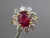 ESTATE LARGE 3.8CT DIAMOND & AAA RUBY 18K YELLOW GOLD & PLATINUM ENGAGEMENT RING