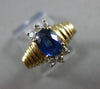 ESTATE 1.44CT DIAMOND & AAA OVAL SAPPHIRE 14KT 2TONE GOLD ENGAGEMENT RING #22056