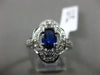 ESTATE WIDE .90CT DIAMOND & SAPPHIRE 14KT WHITE GOLD 3D FLOWER ENGAGEMENT RING