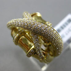 ESTATE 1.27CT DIAMOND 18KT YELLOW GOLD 3D MULTI ROW CRISS CROSS BAMBOO LOVE RING