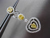 ESTATE LARGE 2.34CT FANCY DIAMOND 18K 2 TONE GOLD TRIPLE HEART HANGING EARRINGS