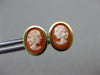ESTATE OVAL 14KT YELLOW GOLD HANDCRAFTED LADY SHELL CAMEO EARRINGS 10mm #19573