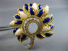 ANTIQUE LARGE .28CT MULTI GEM 18KT TWO TONE GOLD FLOWER LEAF PEACOCK BROOCH PIN