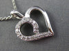 ESTATE SMALL .10CT DIAMOND 14KT WHITE GOLD 3D SWIRL HEART LOVE FLOATING PENDANT