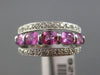 ESTATE WIDE 1.72CT DIAMOND & PINK SAPPHIRE 14KT WHITE GOLD 6 STONE WEDDING RING