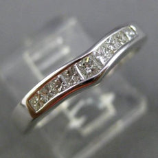 ESTATE .40CT PRINCESS DIAMOND 14K WHITE GOLD 3D V SHAPE WEDDING ANNIVERSARY RING