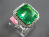 ESTATE EXTRA LARGE 6.21CT DIAMOND & AAA EMERALD 18KT 2 TONE GOLD ENGAGEMENT RING