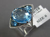 ESTATE LARGE 14.43CT DIAMOND & AAA BLUE TOPAZ 14KT WHITE GOLD 3D FLOWER FUN RING