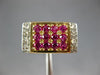 ANTIQUE WIDE 1.62CT ROSE CUT DIAMOND & RUBY 14K TWO TONE GOLD OPEN FILIGREE RING