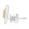 ESTATE .77CT WHITE & FANCY YELLOW DIAMOND 18KT WHITE GOLD PEAR STUD EARRINGS