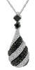 .95CT WHITE & BLACK DIAMOND 14K WHITE GOLD 3D CLUSTER TEAR DROP FLOATING PENDANT