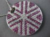 ESTATE LARGE 3.71CT DIAMOND & AAA PINK SAPPHIRE 18KT WHITE GOLD SUNBURST PENDANT