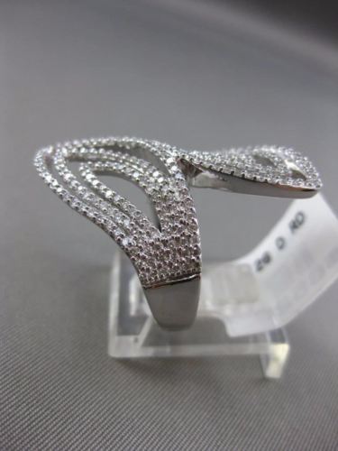 ESTATE LARGE 1.26CT DIAMOND 14KT WHITE GOLD 3D MULTI DOUBLE LEAF OPEN FUN RING