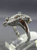 ANTIQUE WIDE .40CT OLD MINE DIAMOND 14KT WHITE GOLD 3D FILIGREE FLOWER LEAF RING