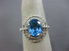 ESTATE 3.44CT DIAMOND & AAA BLUE TOPAZ 14K WHITE GOLD OVAL HALO ENGAGEMENT RING