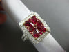 ANTIQUE WIDE 2.84CT DIAMOND & AAA RUBY 18KT WHT & ROSE GOLD FILIGREE FLOWER RING