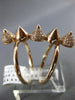 ESTATE WIDE .31CT ROUND DIAMOND 14KT ROSE GOLD 3D CLASSIC TWO ROW SPIKE FUN RING