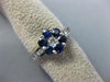 ESTATE 1.0CT DIAMOND & AAA SAPPHIRE 14KT WHITE GOLD 3D FLOWER CLUSTER LOVE RING