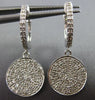 ESTATE .50CT DIAMOND 14KT WHITE GOLD 3D CLUSTER PAVE CIRCULAR HANGING EARRINGS