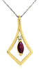 ESTATE .42CT DIAMOND & AAA RUBY 14KT YELLOW GOLD ROUND & MARQUISE SQUARE PENDANT