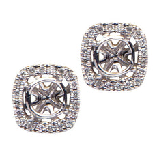 ESTATE .12CT DIAMOND 18KT WHITE GOLD 3D ROUND & SQUARE CLASSIC JACKET EARRINGS