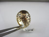 ESTATE WIDE 21.09CT DIAMOND & AAA EXTRA FACET SMOKY TOPAZ 14KT YELLOW GOLD RING