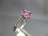 ESTATE .84CT DIAMOND & AAA PINK SAPPHIRE 14K WHITE GOLD FLOWER CLUSTER LOVE RING