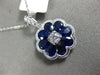 ESTATE LARGE 2.30CT DIAMOND & AAA SAPPHIRE 18K WHITE GOLD FLOWER CLASSIC PENDANT