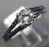 ESTATE .73CT DIAMOND & AAA SAPPHIRE 14KT WHITE GOLD 3D FILIGREE ENGAGEMENT RING