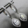.92CT ROUND & MARQUISE DIAMOND 14KT WHITE GOLD 3D HALO HUGGIE HANGING EARRINGS