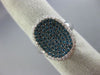 LARGE .79CT WHITE & BLUE DIAMOND 18KT WHITE GOLD OVAL FILIGREE ANNIVERSARY RING